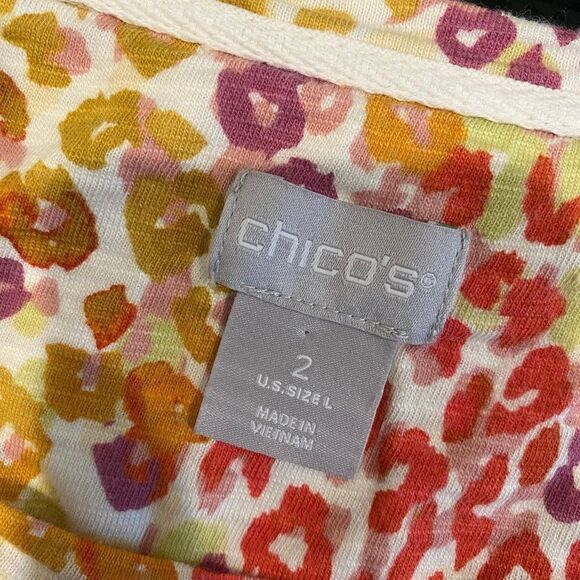 Chico Women's Classic Animal Print Cotton Modal Slub Pocket Tee, Size Large - Picture 8 of 9